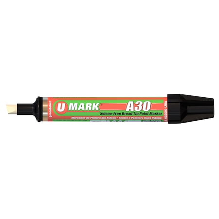 U-Mark A30 Paint MarkerBlack Broad Tip 6/bx 10301